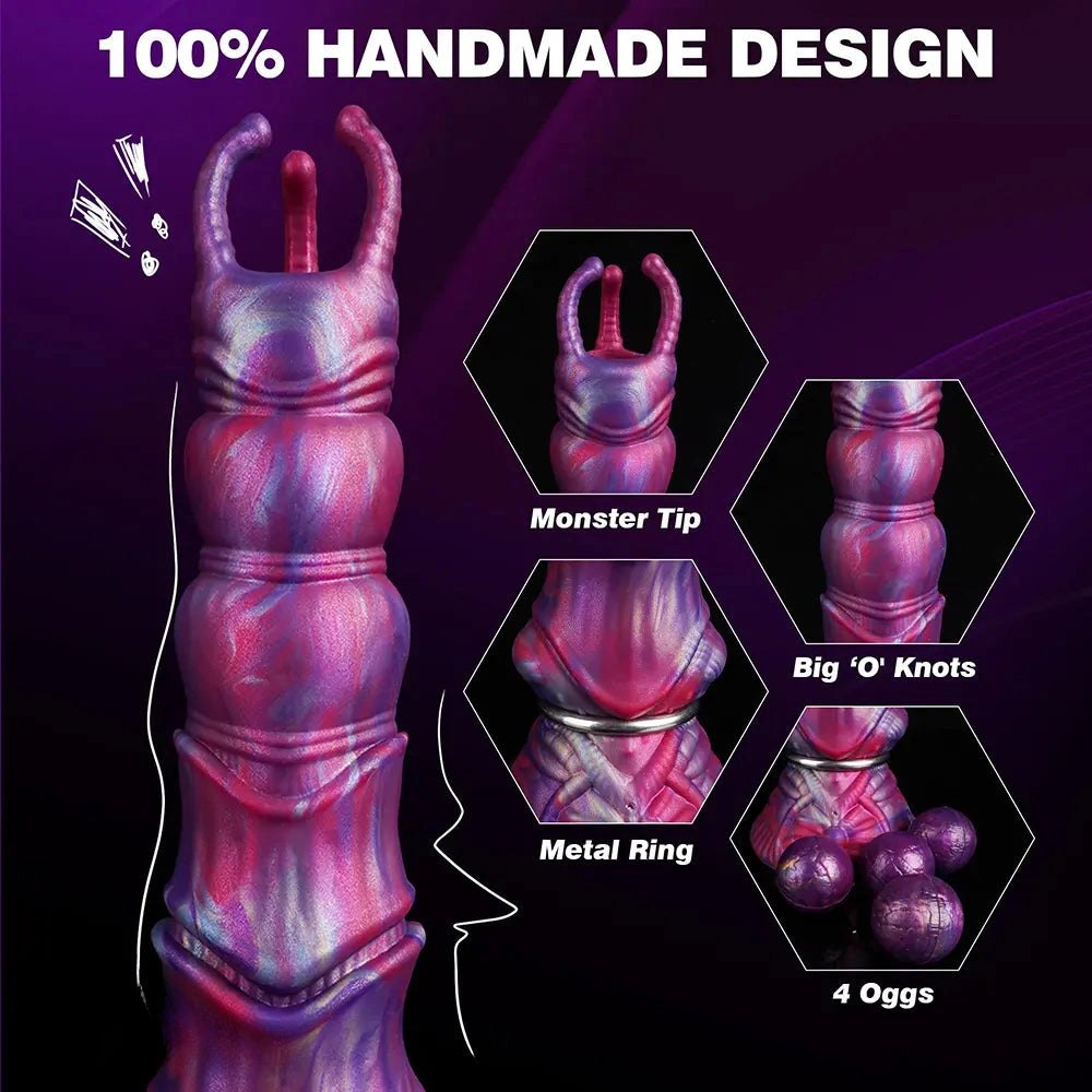 Swirled purple-pink segmented knot fantasy dildo, photo 5