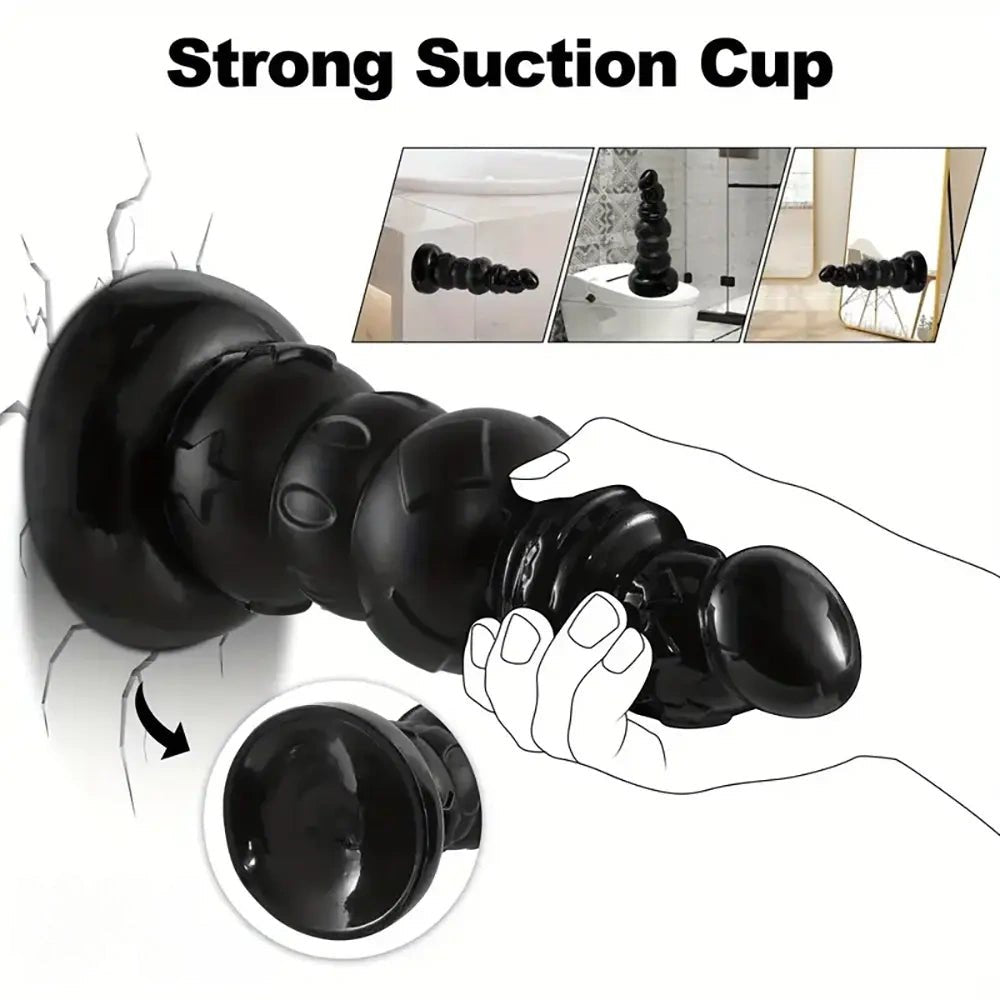 Black segmented pvc anal dildo, photo 6