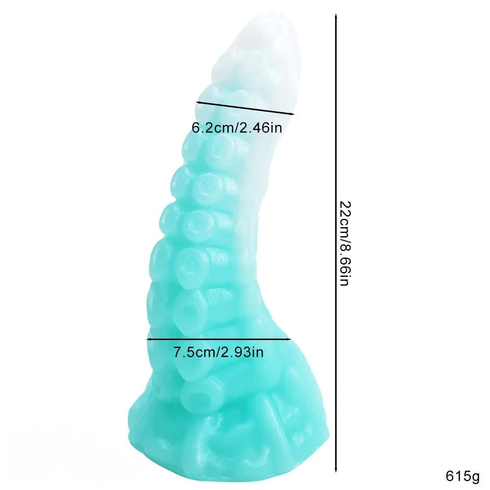 luminous A ringed tentacle fantasy dildo with ruffled base