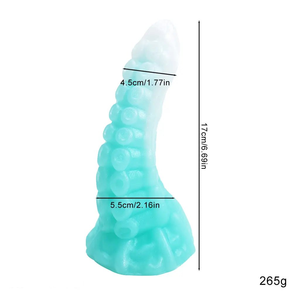 luminous A ringed tentacle fantasy dildo with ruffled base
