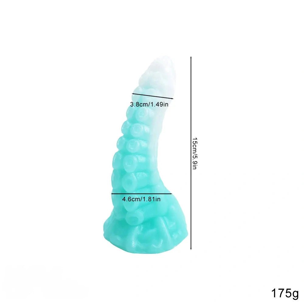 luminous A ringed tentacle fantasy dildo with ruffled base