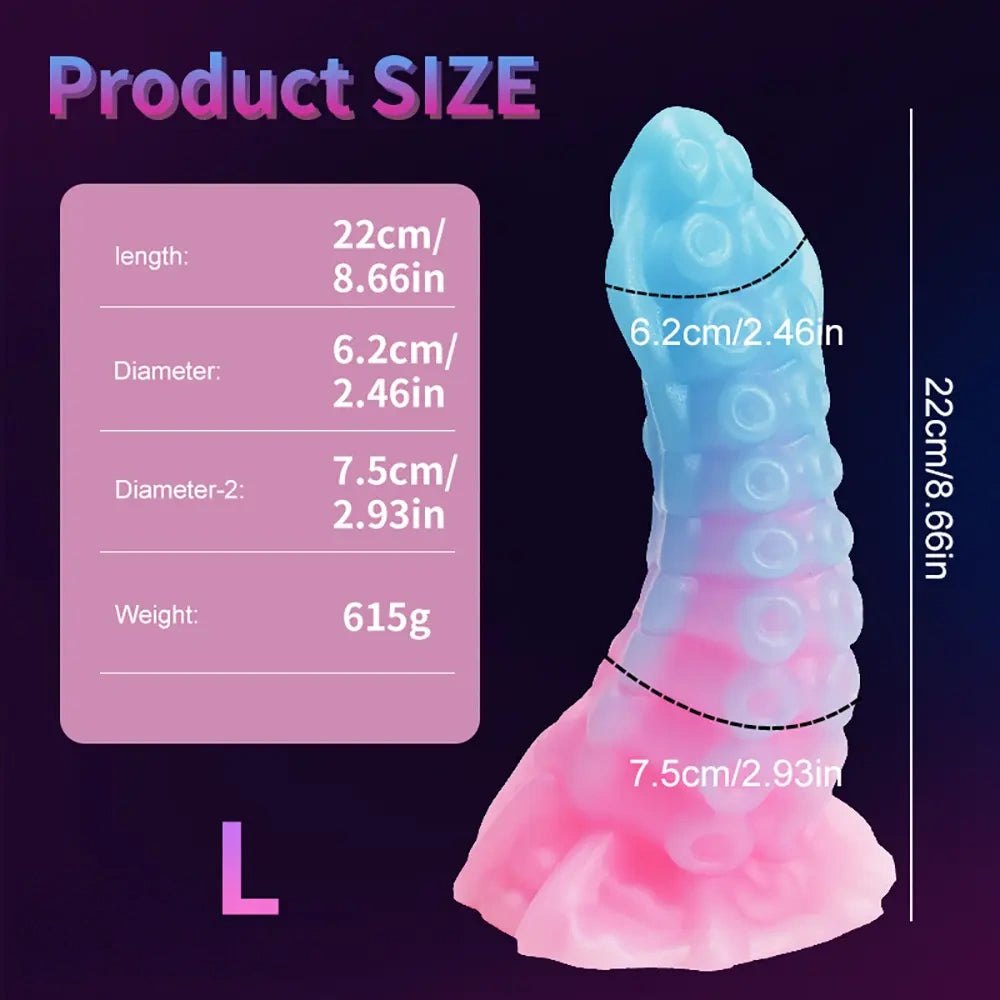 luminous B ringed tentacle fantasy dildo with ruffled base