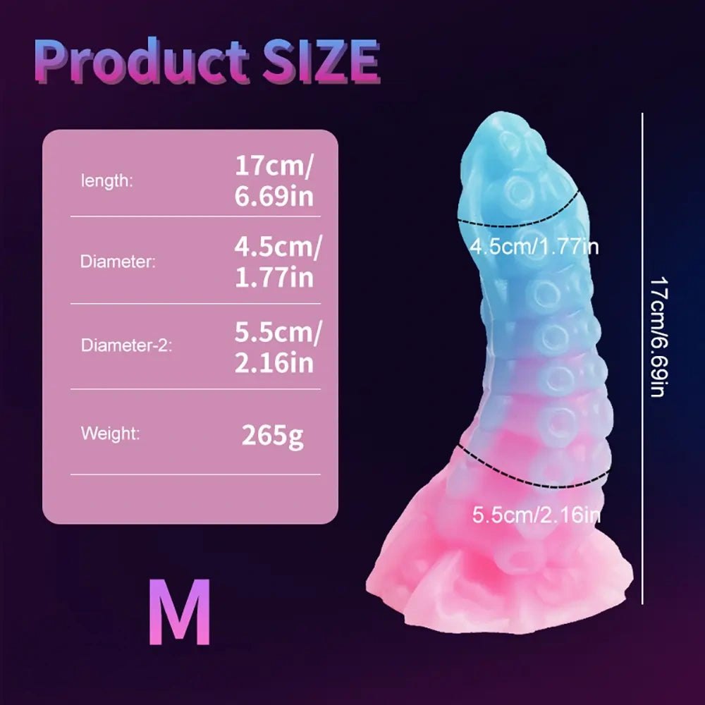 luminous B ringed tentacle fantasy dildo with ruffled base