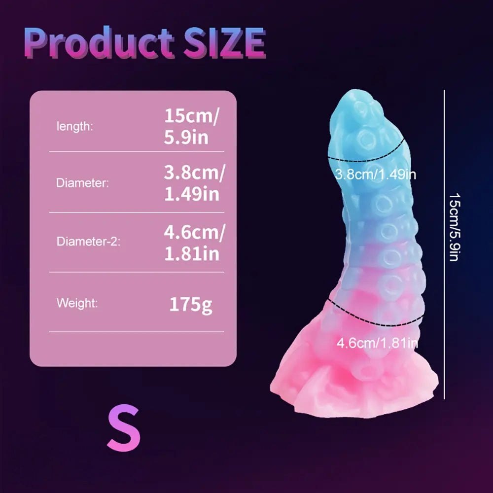luminous B ringed tentacle fantasy dildo with ruffled base