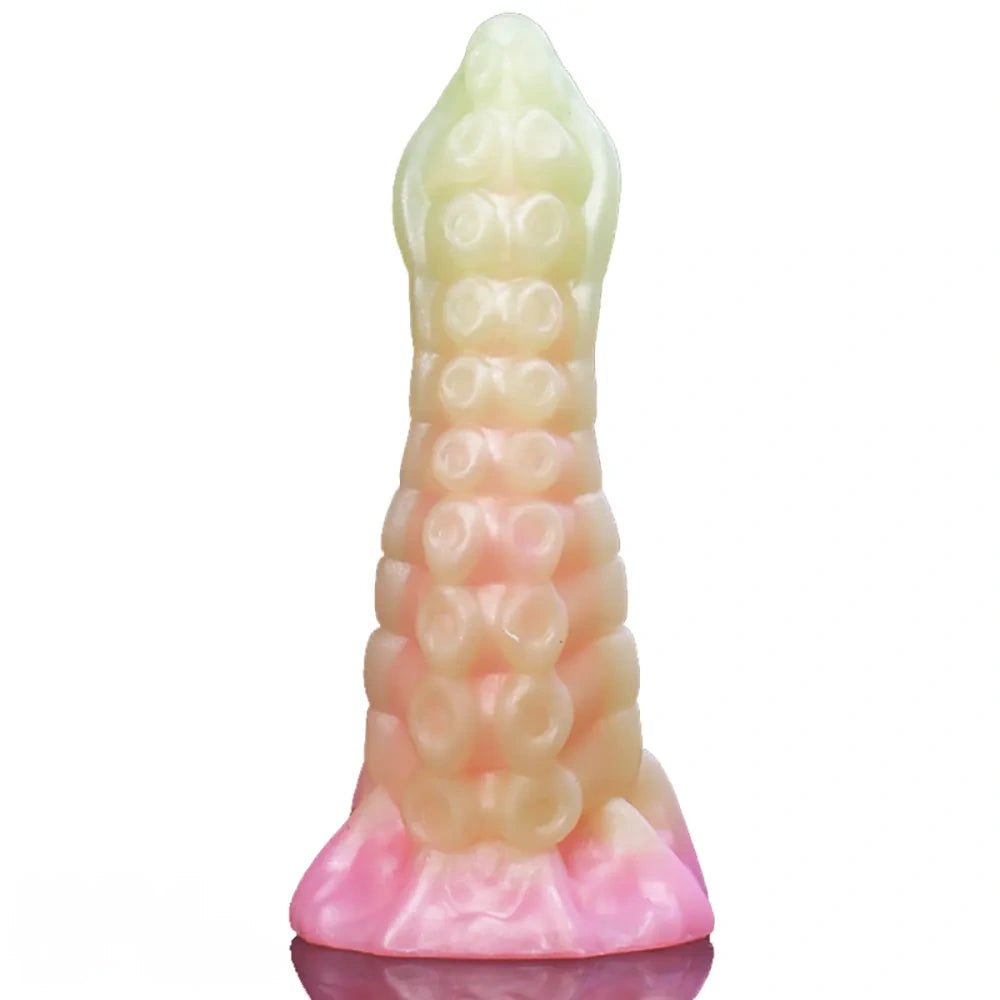 non-luminous A ringed tentacle fantasy dildo with ruffled base