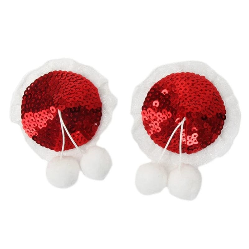 Red sequin pom-pom nipple pasties, photo 1