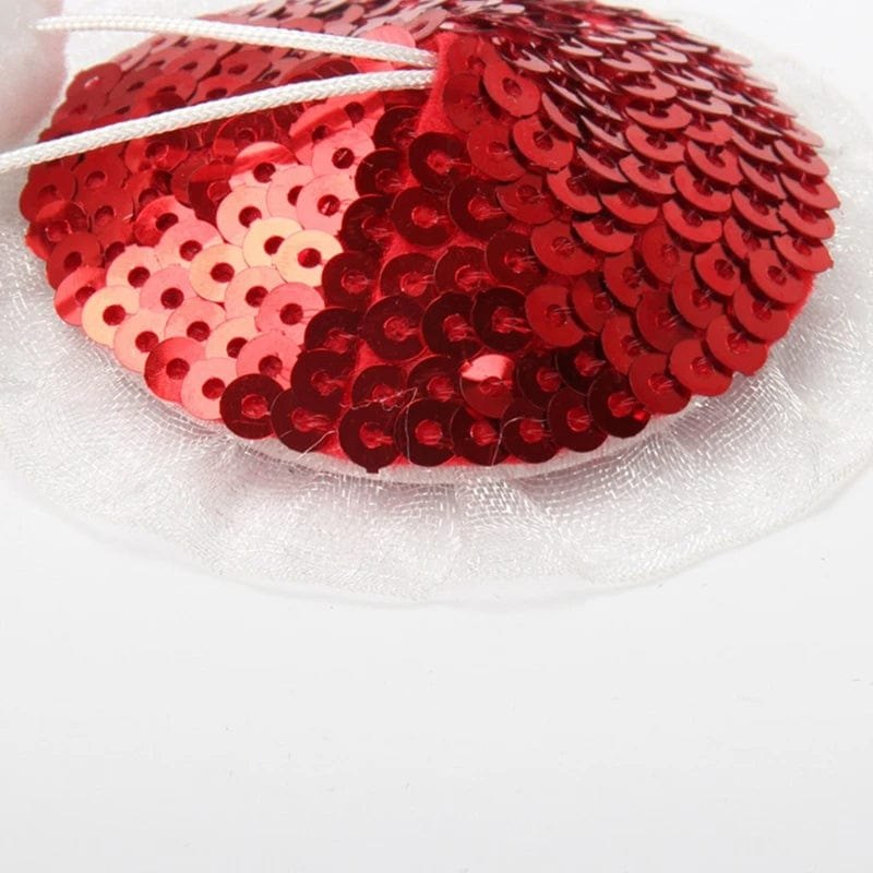 Red sequin pom-pom nipple pasties, photo 5