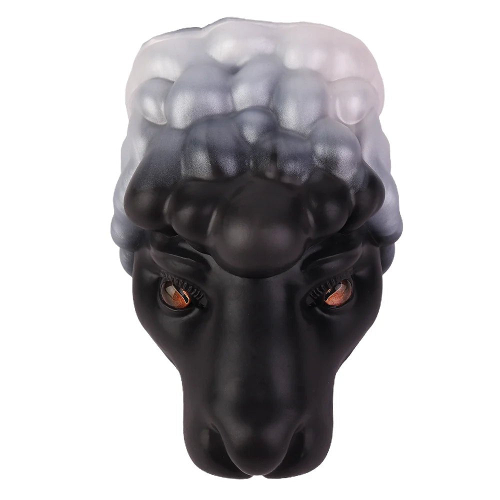 Black sheep head masturbator with pearl-grey fleece, photo 10