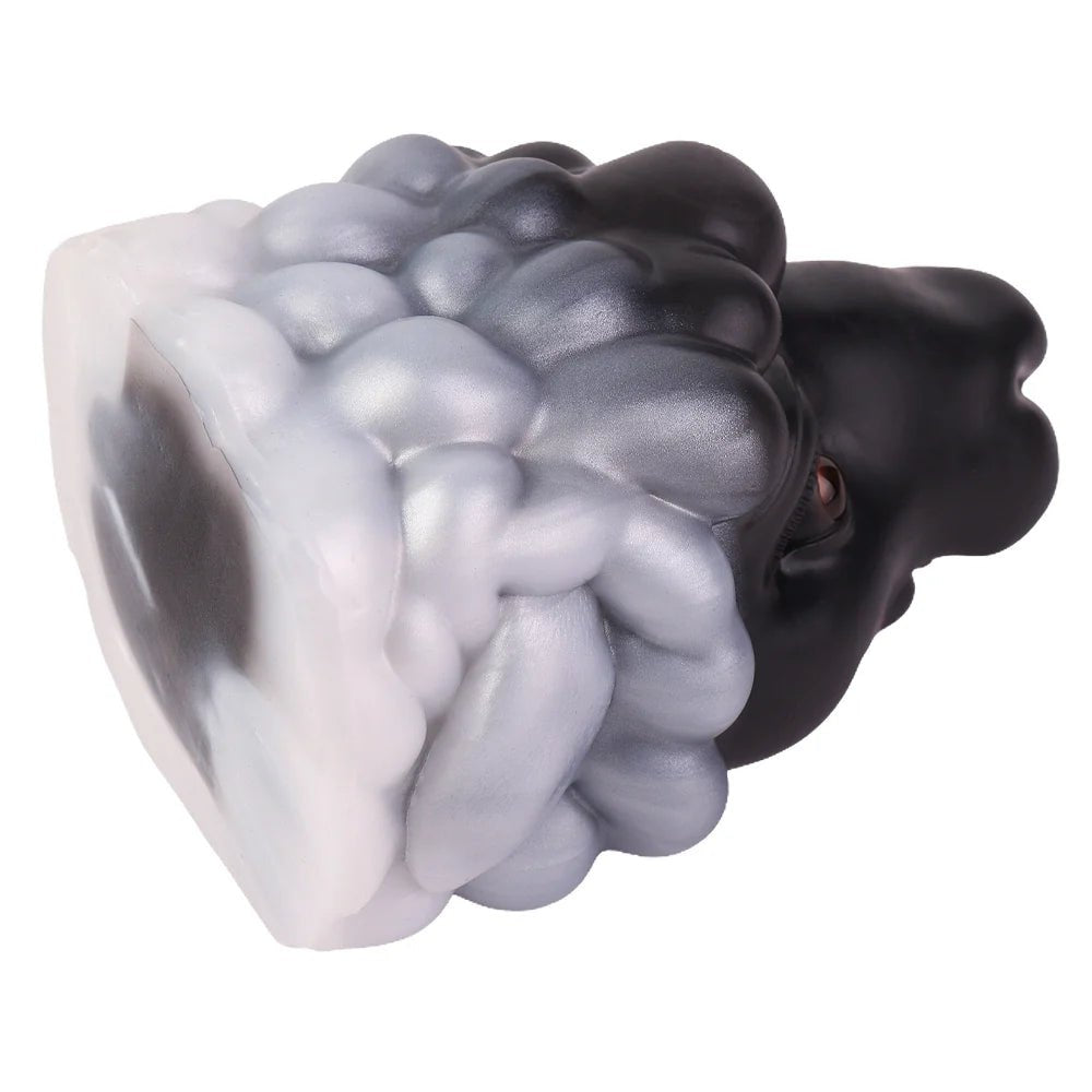 Black sheep head masturbator with pearl-grey fleece, photo 7