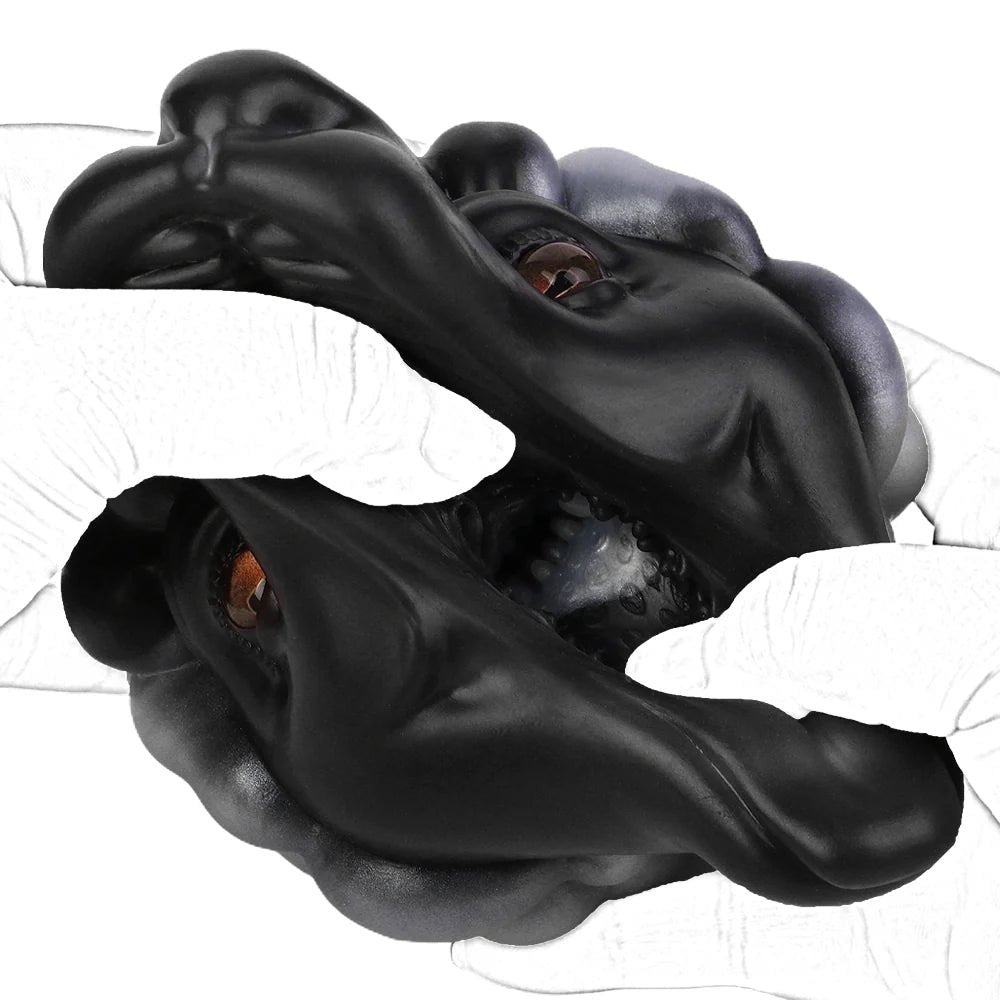 Black sheep head masturbator with pearl-grey fleece, photo 8