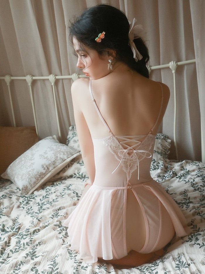 Sheer crotchless lace babydoll, photo 10