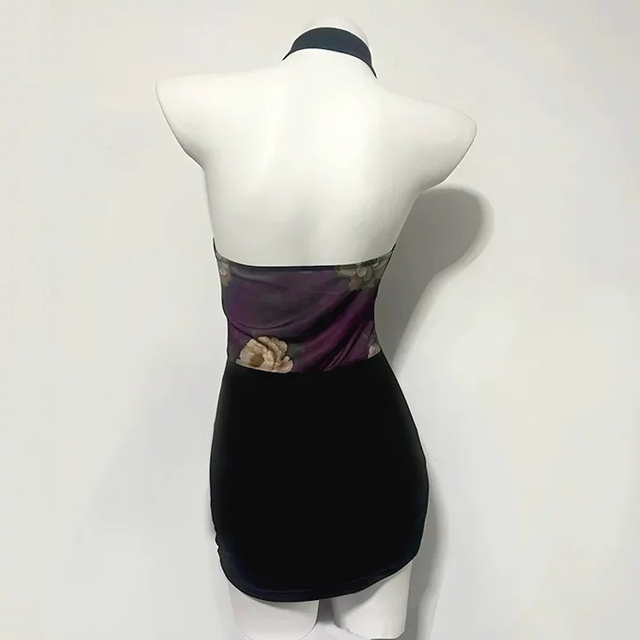 Sheer floral cheongsam backless mini dress, photo 3
