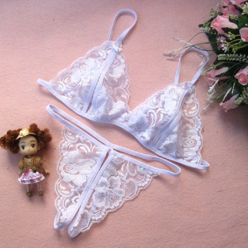 Sheer lace bow bralette open crotch set, photo 2