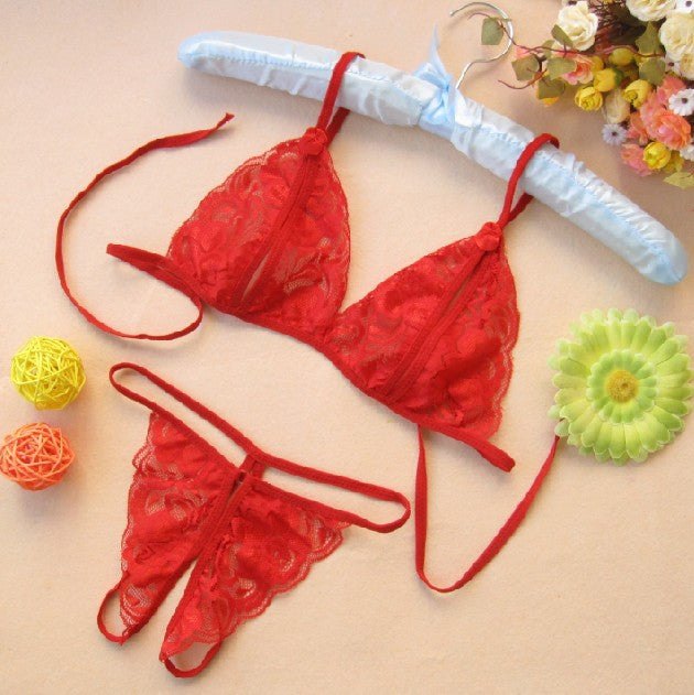 Sheer lace bow bralette open crotch set, photo 3