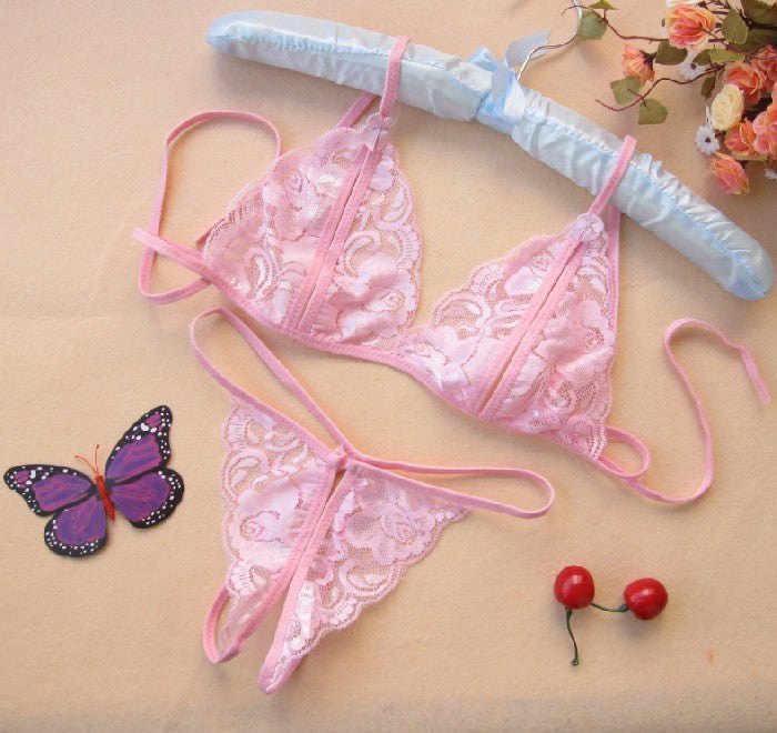Sheer lace bow bralette open crotch set, photo 5