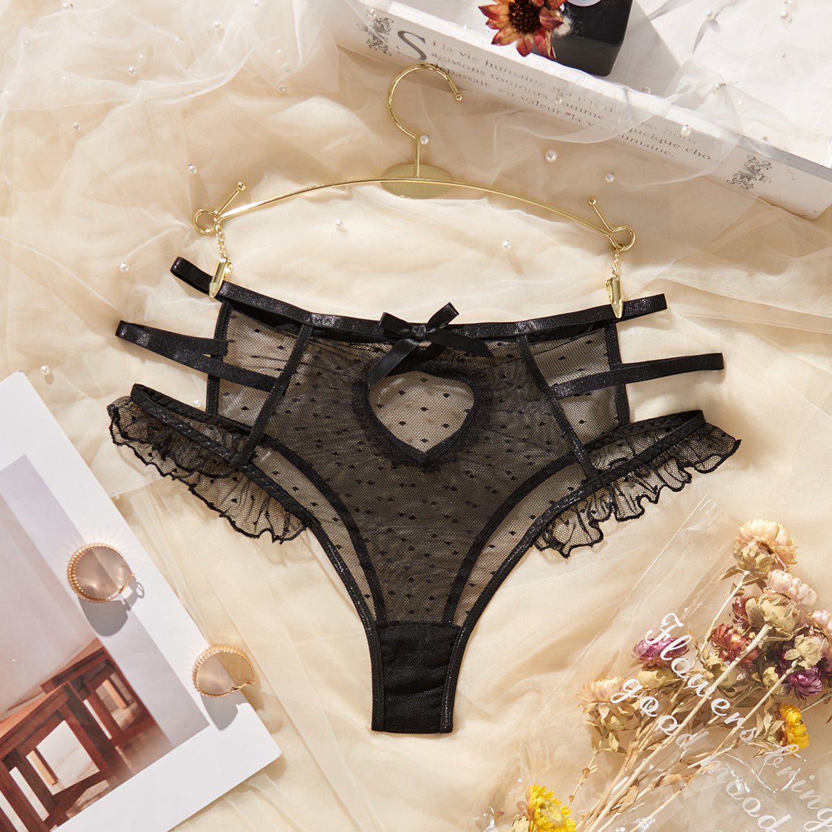 Sheer lace bow g string thong, photo 5