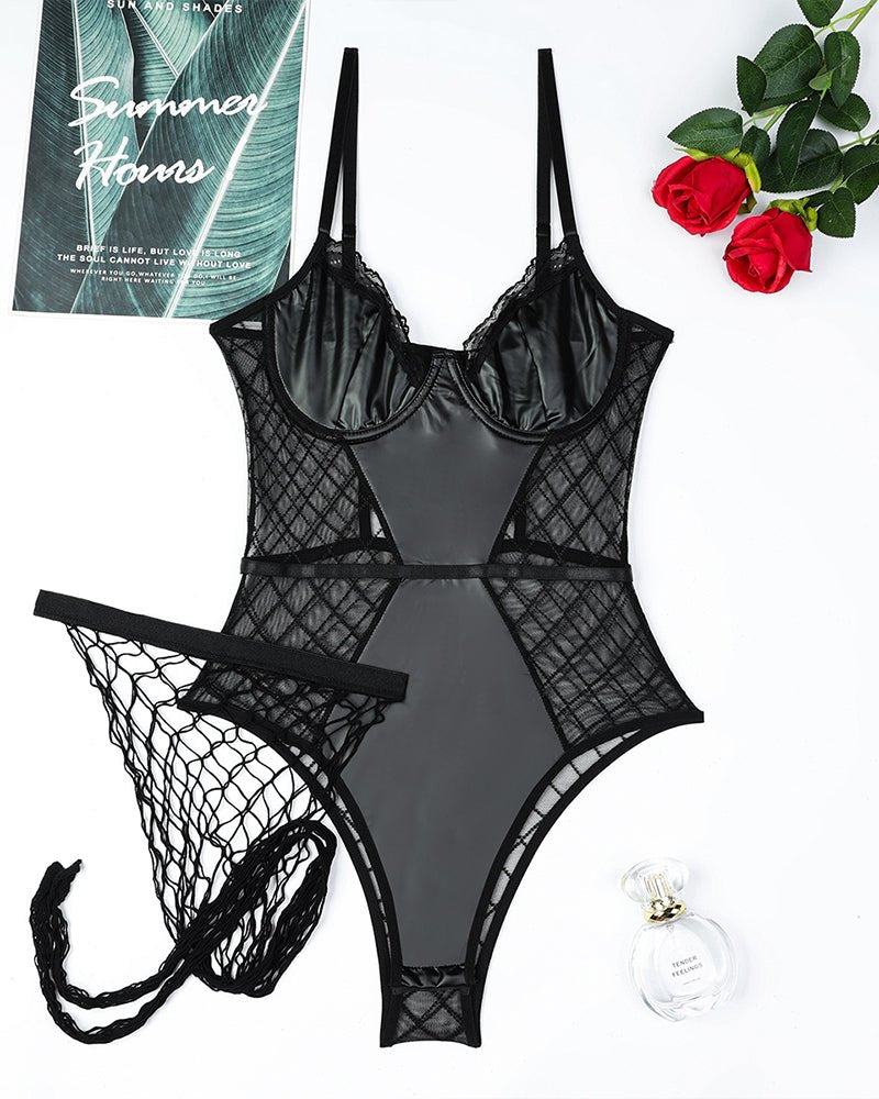 Sheer lace camisole bodysuit lingerie, photo 5