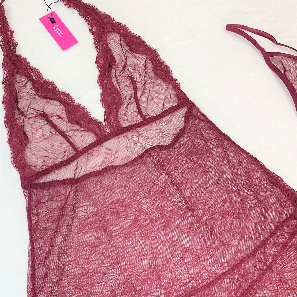 Sheer lace halter chemise lingerie, photo 4