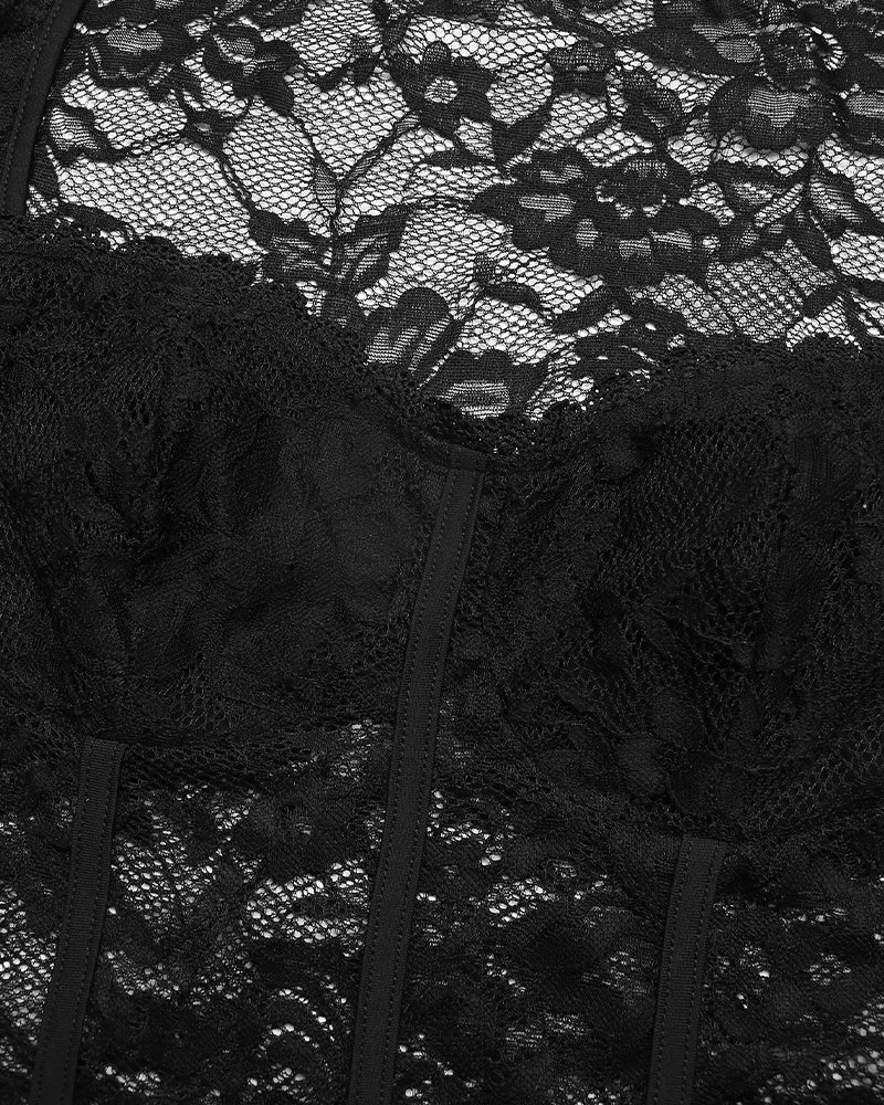 Sheer lace long sleeve bodysuit, photo 8
