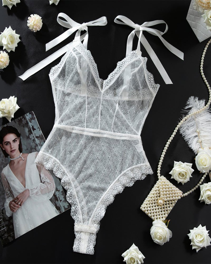 Sheer lace mini bodysuit lingerie, photo 10