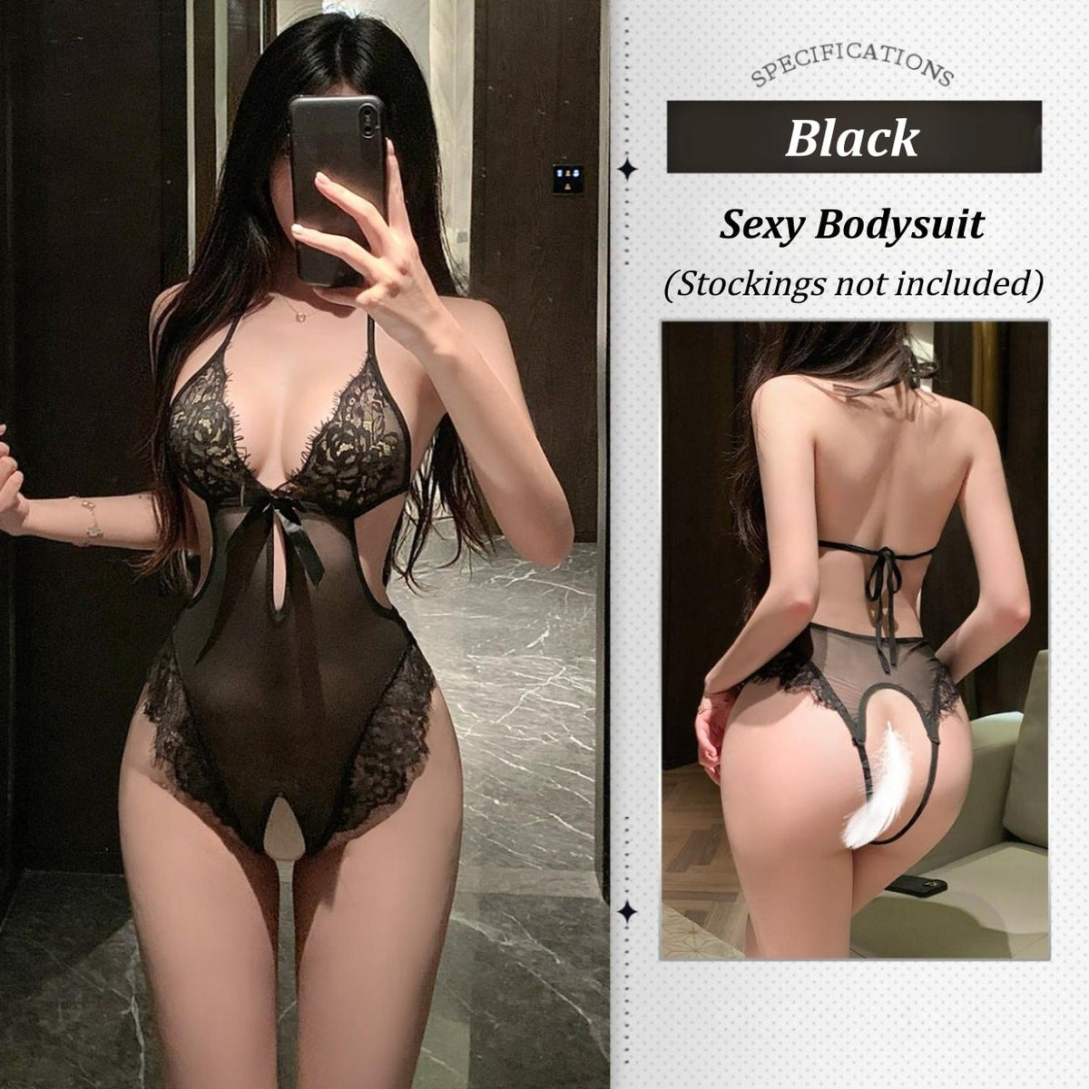 Sheer lace open crotch bodysuit, photo 22