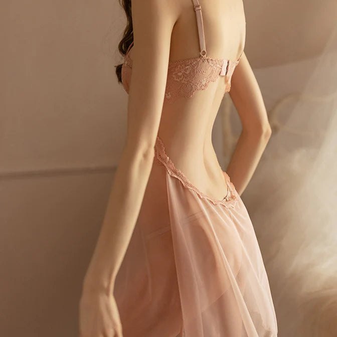 Sheer lace transparent suspender babydoll, photo 6