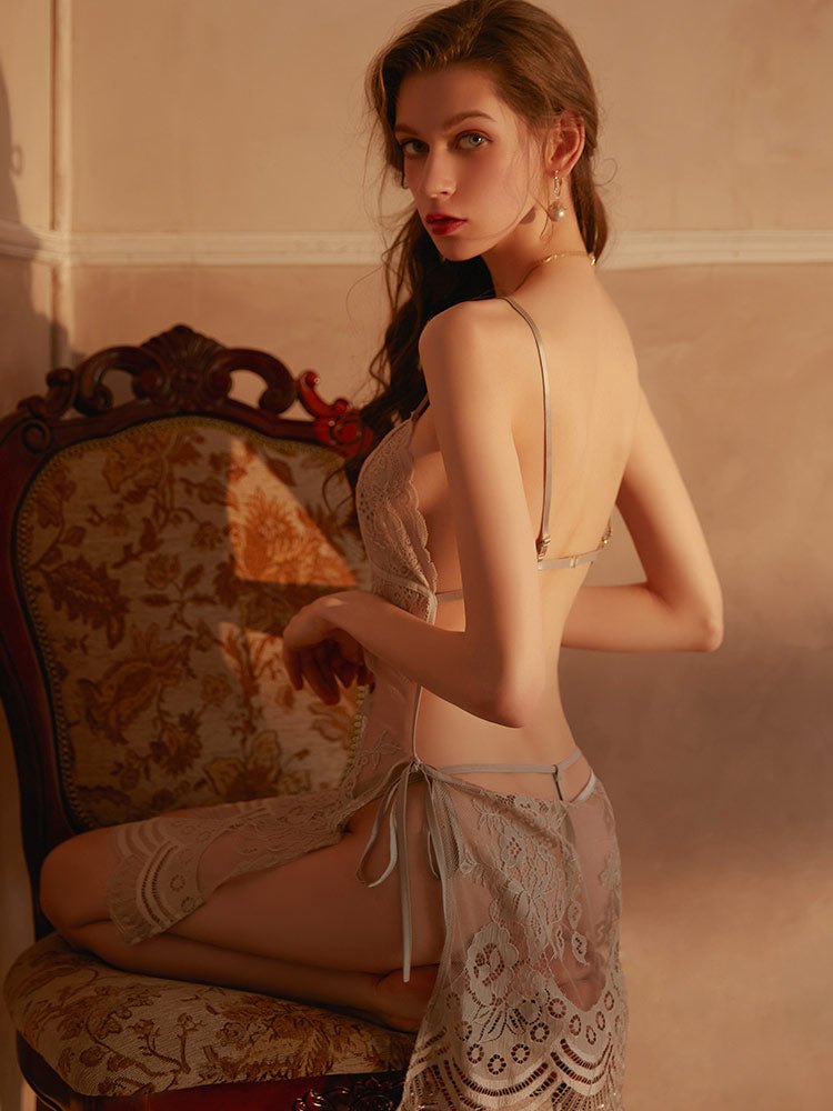 Sheer mesh backless plunge teddy, photo 6