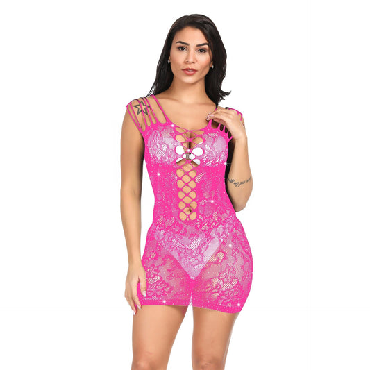 Rose Red sheer mesh bodystocking lingerie set