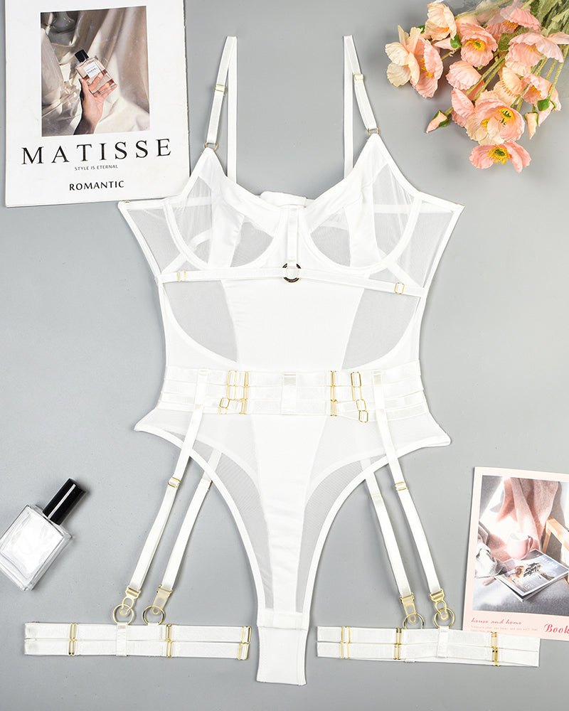Sheer mesh bodysuit garter straps, photo 20