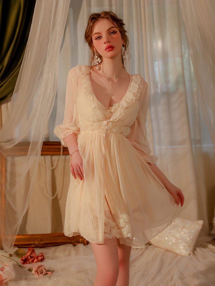 Sheer mesh floral accent nightgown, photo 4