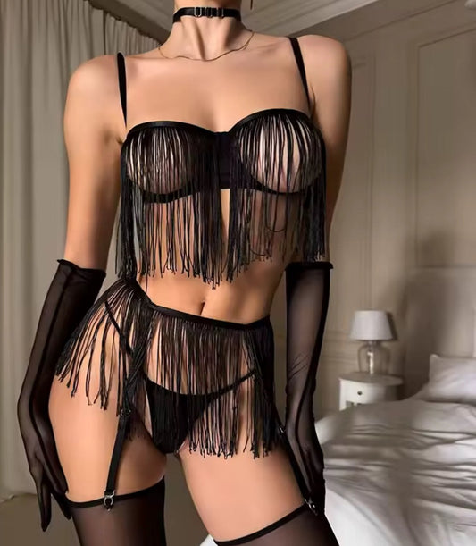 Sheer mesh garter belt set, photo 1