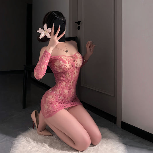 Sheer mesh hollow out sheath bodystocking dress, photo 2