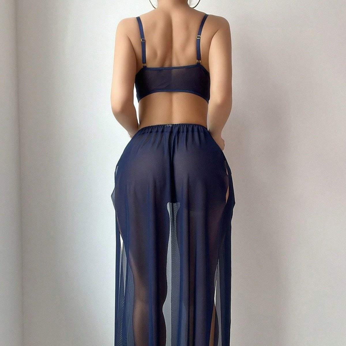 Sheer mesh metal ring slit skirt set, photo 4