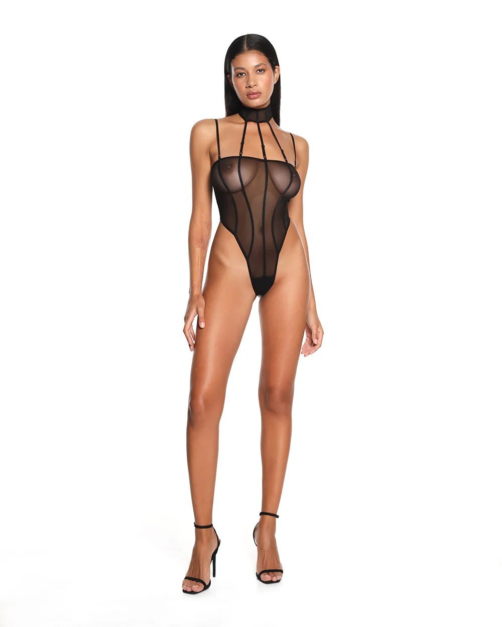Sheer mesh ring long sleeve bodysuit, photo 3
