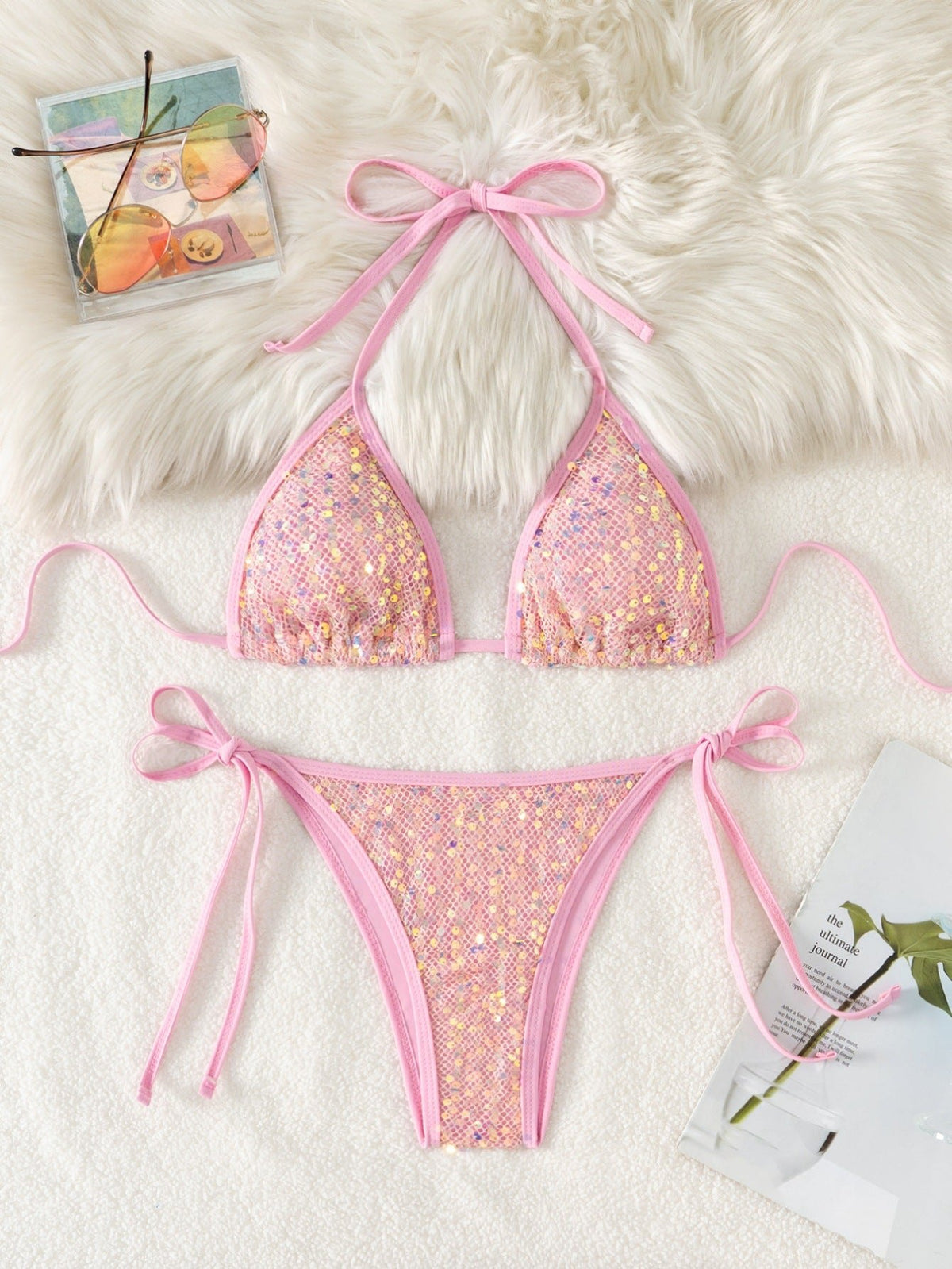 Sheer mesh sequin bikini set, photo 2