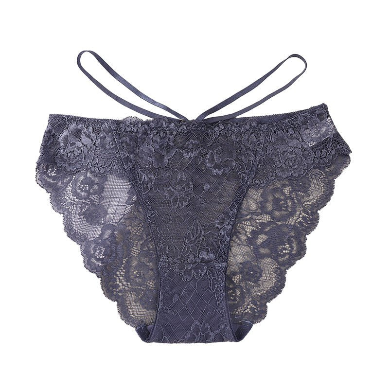 Blue signature lace low rise cotton thong