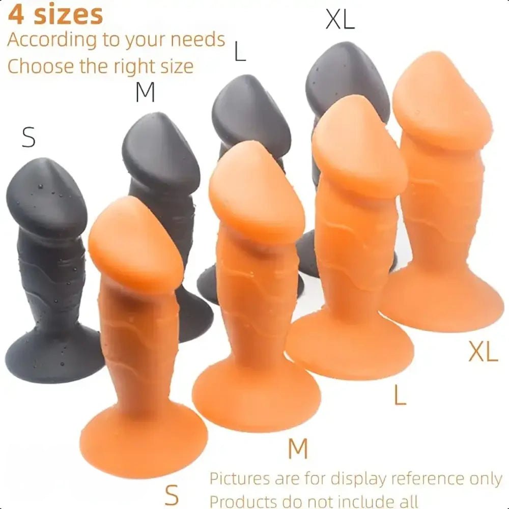 Black tapered silicone anal plug with flared base