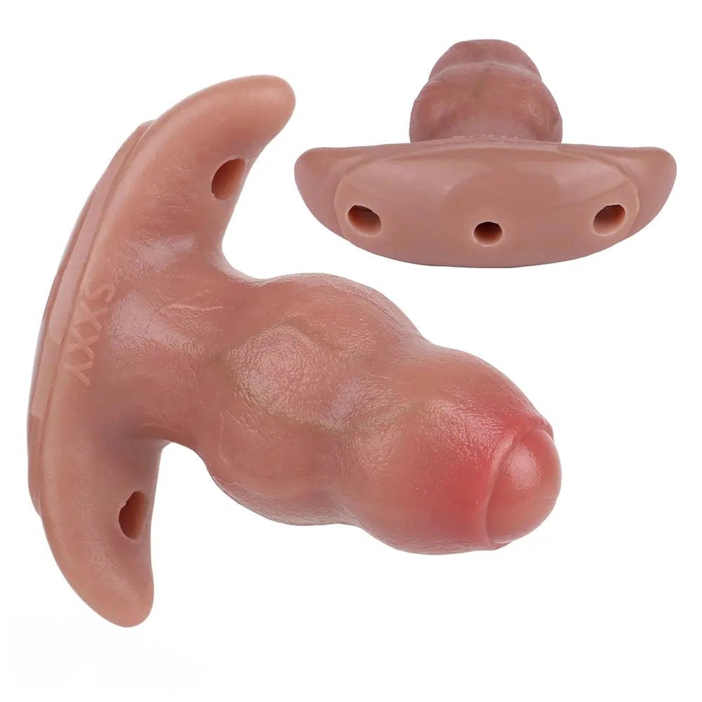 Flesh tone silicone butt plug with flared base, photo 2