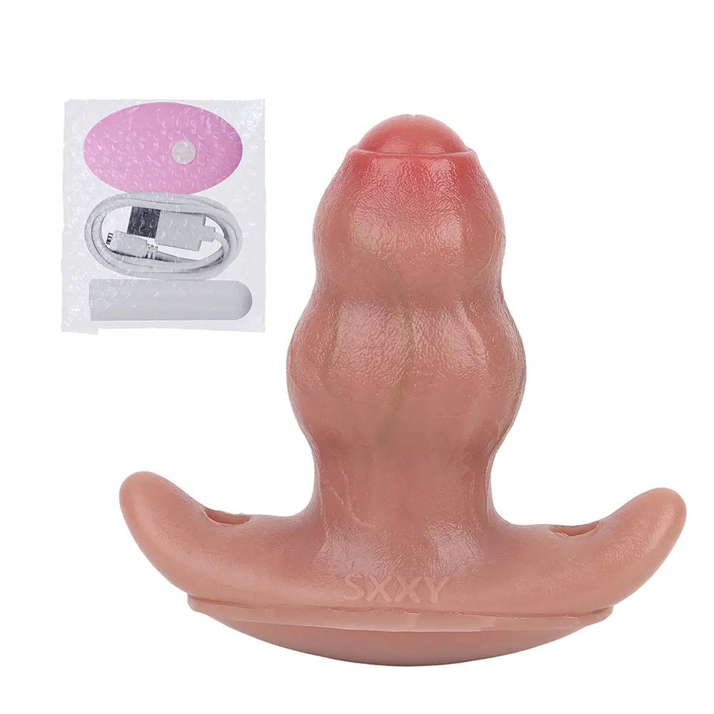 Flesh tone silicone butt plug with flared base, photo 22