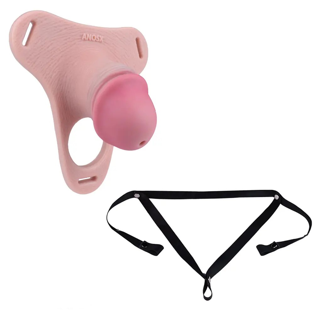 Flesh silicone penis sleeve with ring, photo 19