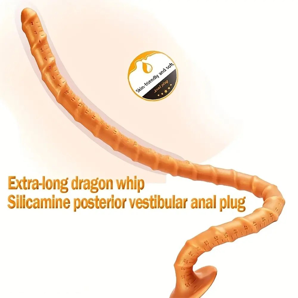 Coiling ribbed silicone tail dildo with suction cup base, photo 7