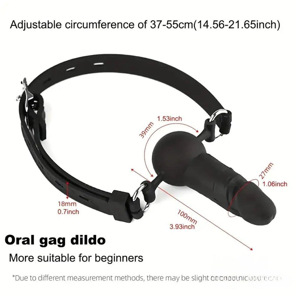 Black silicone dildo gag head harness, photo 6