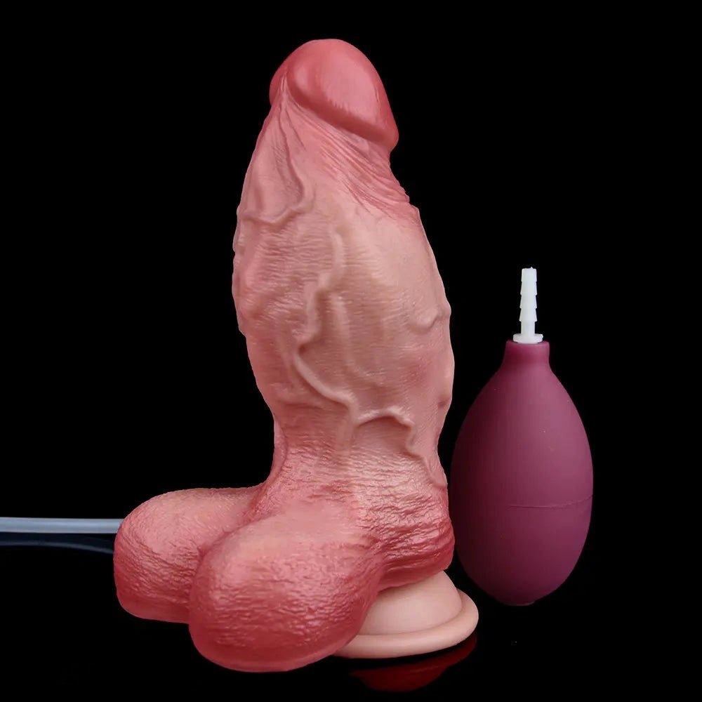 Flesh silicone dildo with syringe and airbag, photo 10