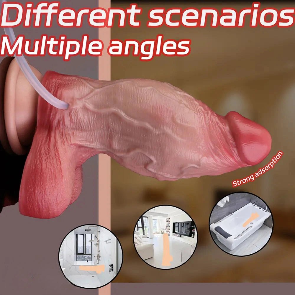 Flesh silicone dildo with syringe and airbag, photo 7
