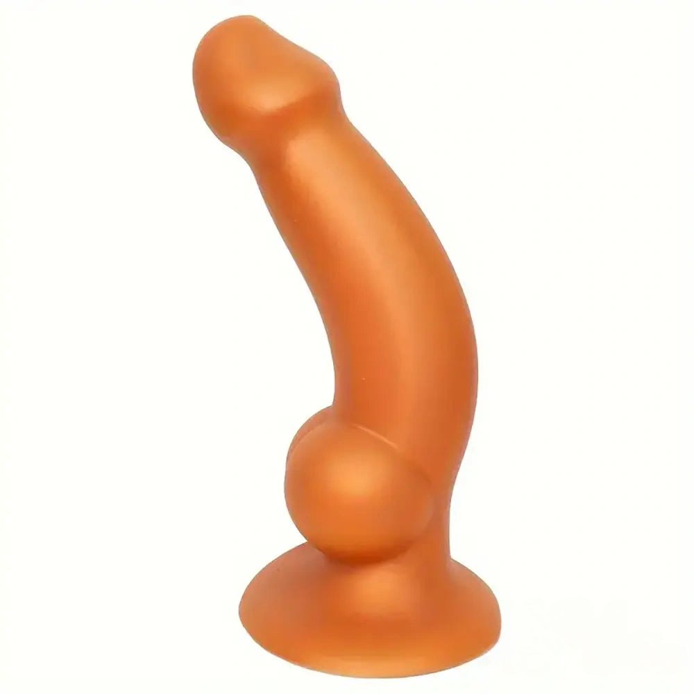 Gold silicone dog knot dildo with suction cup base