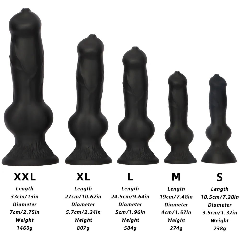Black silicone dog knot dildo, photo 14