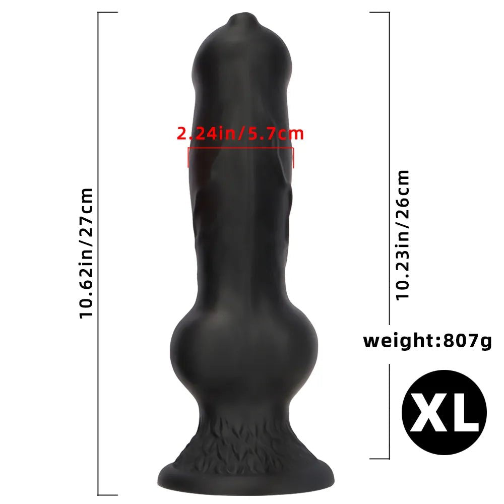 Black silicone dog knot dildo, photo 19