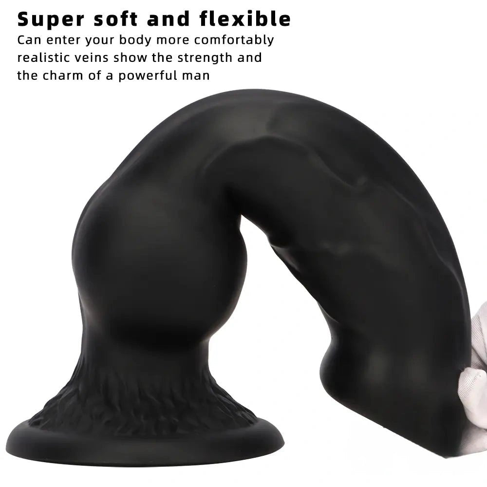 Black silicone dog knot dildo, photo 2
