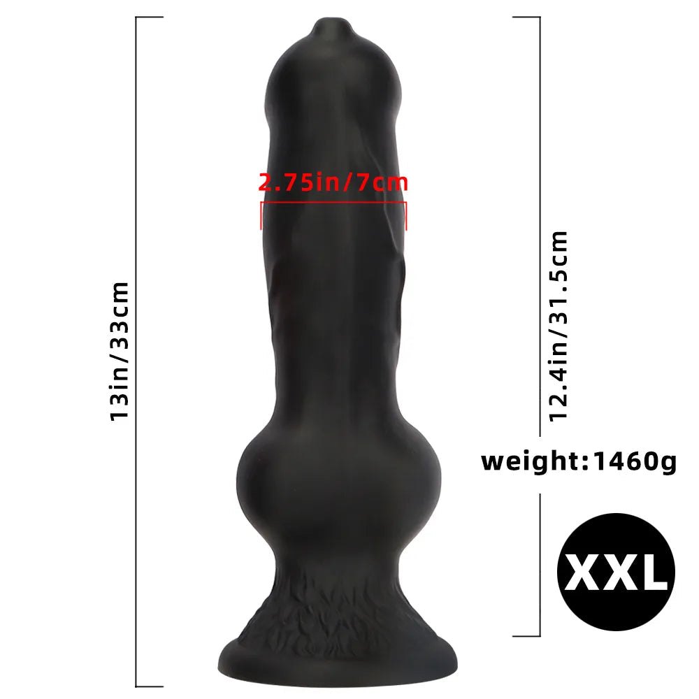 Black silicone dog knot dildo, photo 20