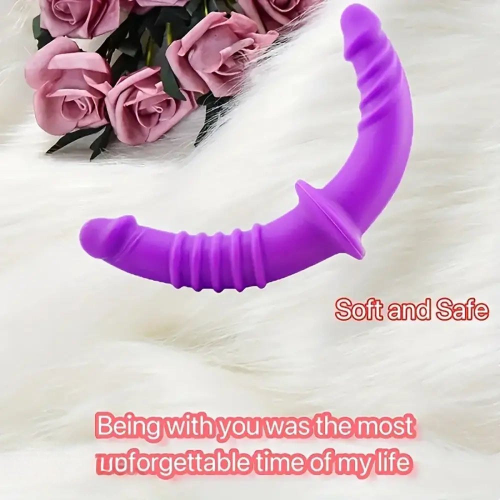 Silicone double ended dildo with suction cup base, photo 1